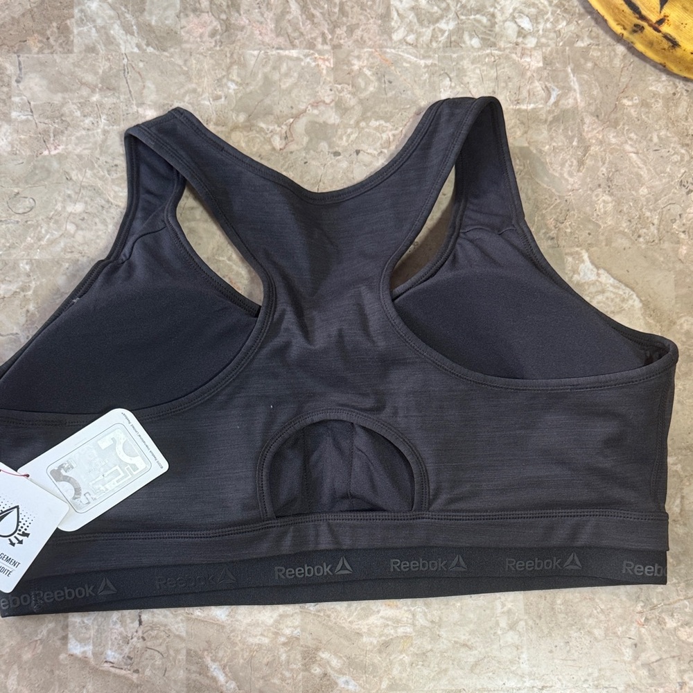 Reebok Charcoal Sports Bra - Picture 2 of 4